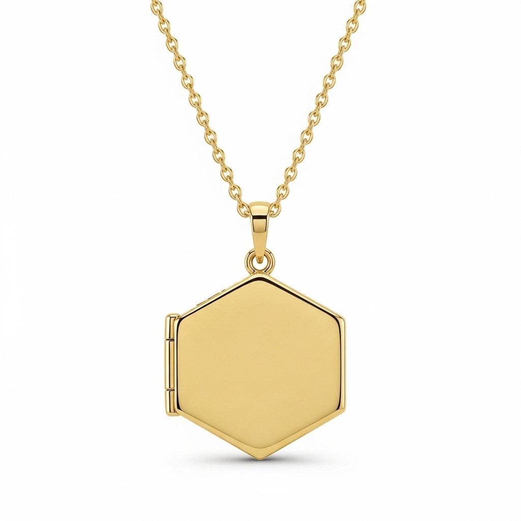 Hexagon Gold Locket Necklace