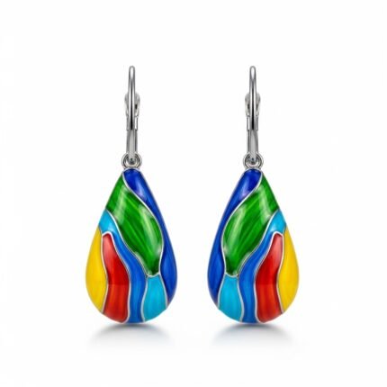 Artistic Enamel Drop Earrings Colorful Modern Lightweight Dangle Jewelry